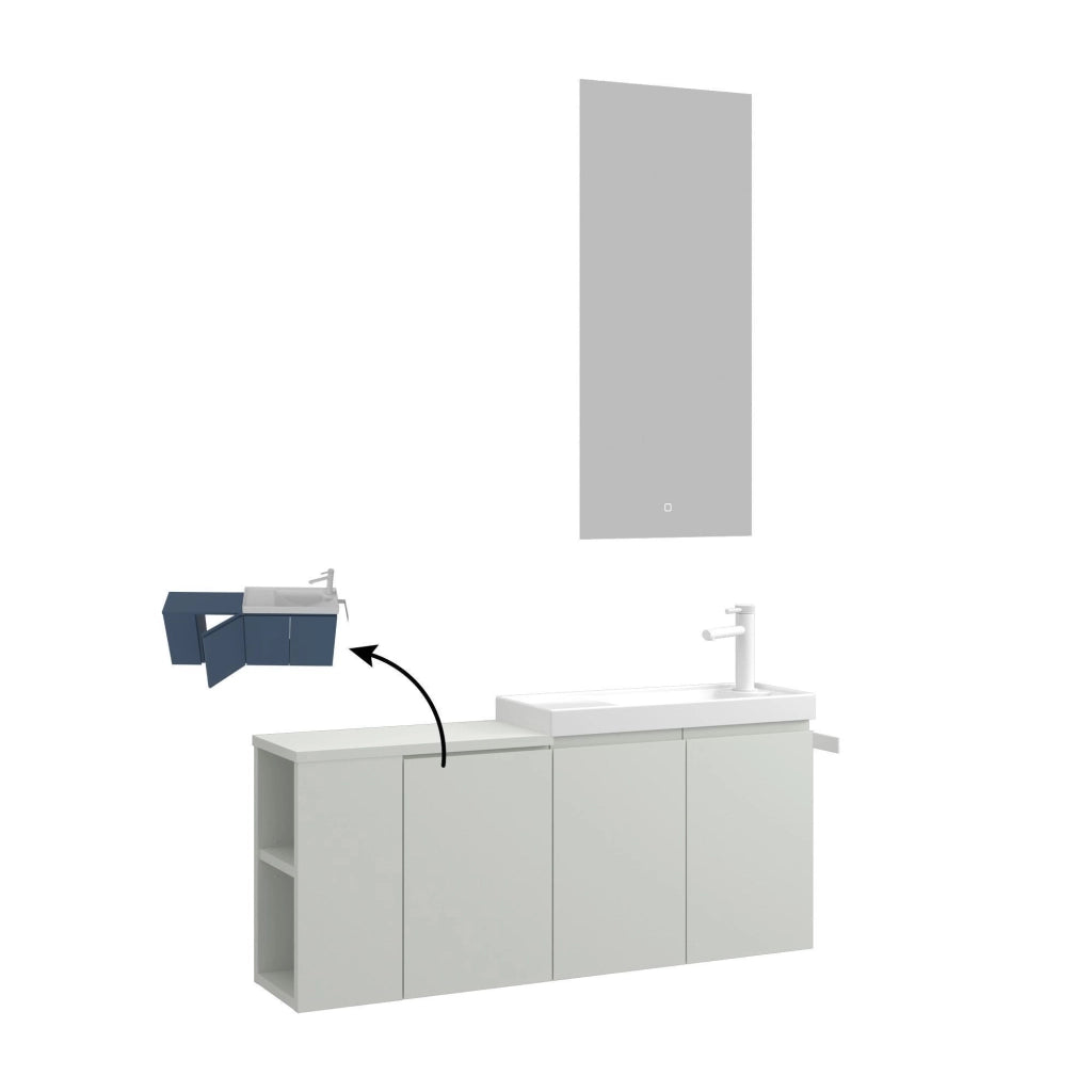 Set mobile lavabo con specchio (2 pezzi) "Ferla 110" - 40 x 22 x 45 cm - Cashmere opaco
