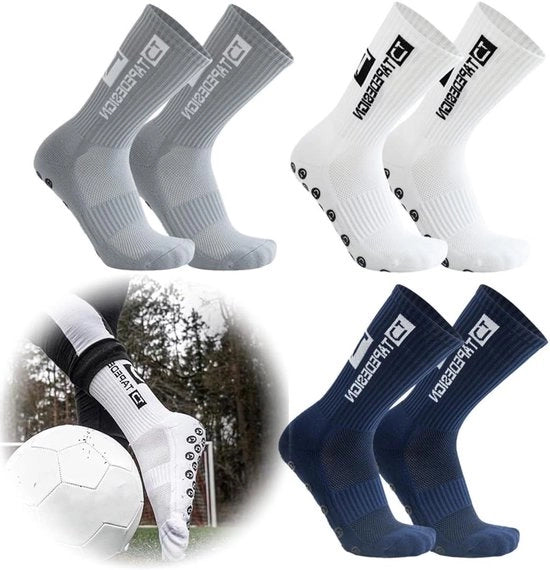 3 Paia Antiscivolo Calze da Calcio - Riscaldanti, Respiranti e Elastici - Taglia 40-45, Adulti Unisex