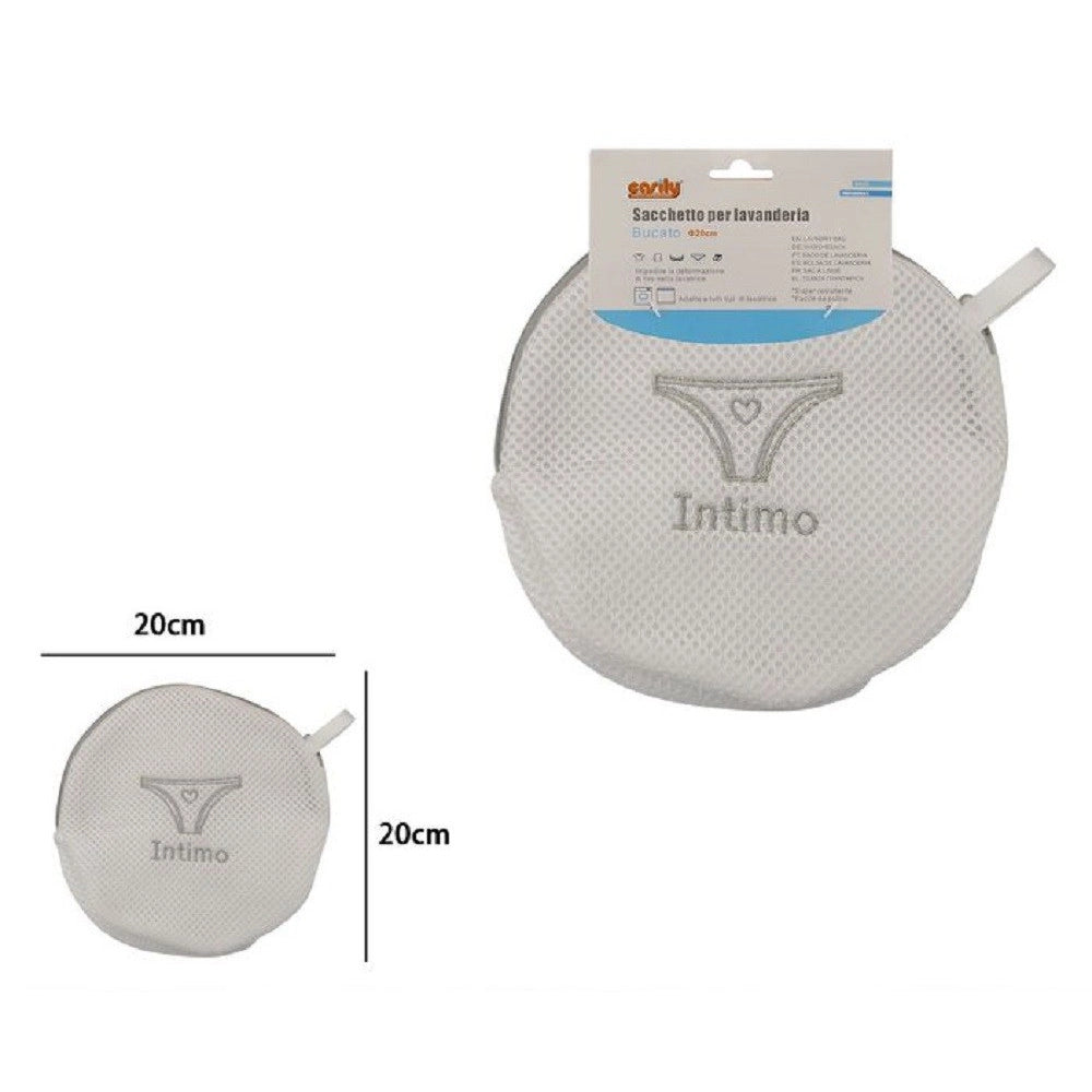 Trade Shop - Sacchetto Lavatrice Borsa Per Biancheria Lavaggi A Rete Intimo 20cm Grigio 59376 -