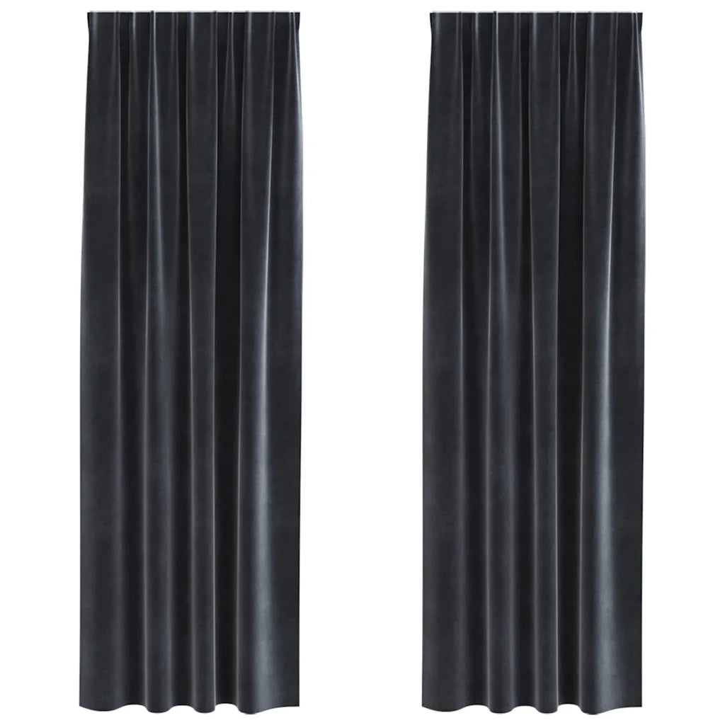 Tende oscuranti 2 pcs Grigio scuro 140 x 245 cm Velluto 4107231