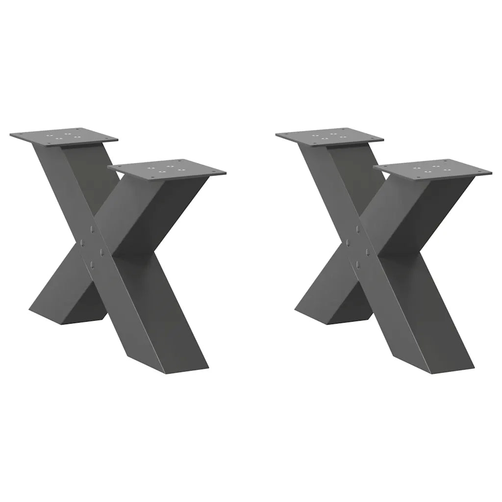 Gambe per Tavolino da CaffÃ¨ a Forma di X 2 pz Antracite 60x(30-31) cm Acciaio