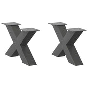 Gambe per Tavolino da CaffÃ¨ a Forma di X 2 pz Antracite 60x(30-31) cm Acciaio