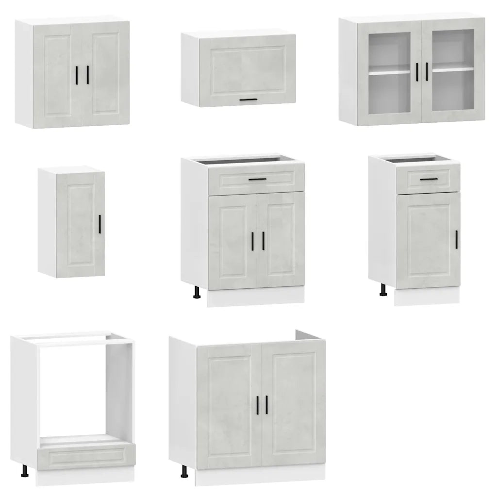 Set Mobili da Cucina 8 pz Kalmar Grigio Cemento in Truciolato