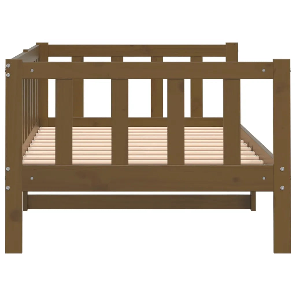 Letto singolo | Letto per adulti | Dormeuse Marrone Ambra in Legno Massello di Pino 90x200 cm