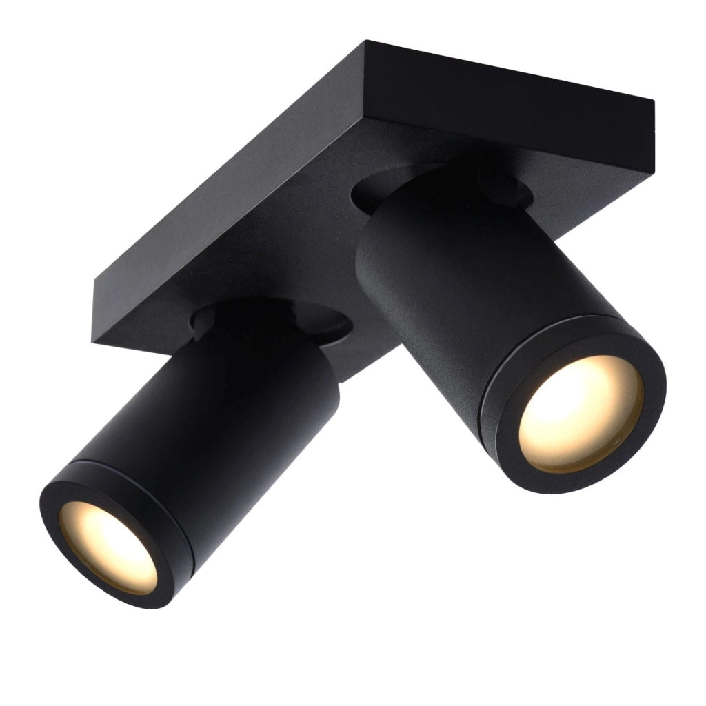 Plafoniera Lucide Taylor nera 2xGU10 dimmer IP44 calda