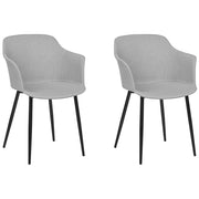 Set di 2 sedie da pranzo in tessuto grigio chiaro imbottito con gambe nere Stile retrò Mobili per il soggiorno