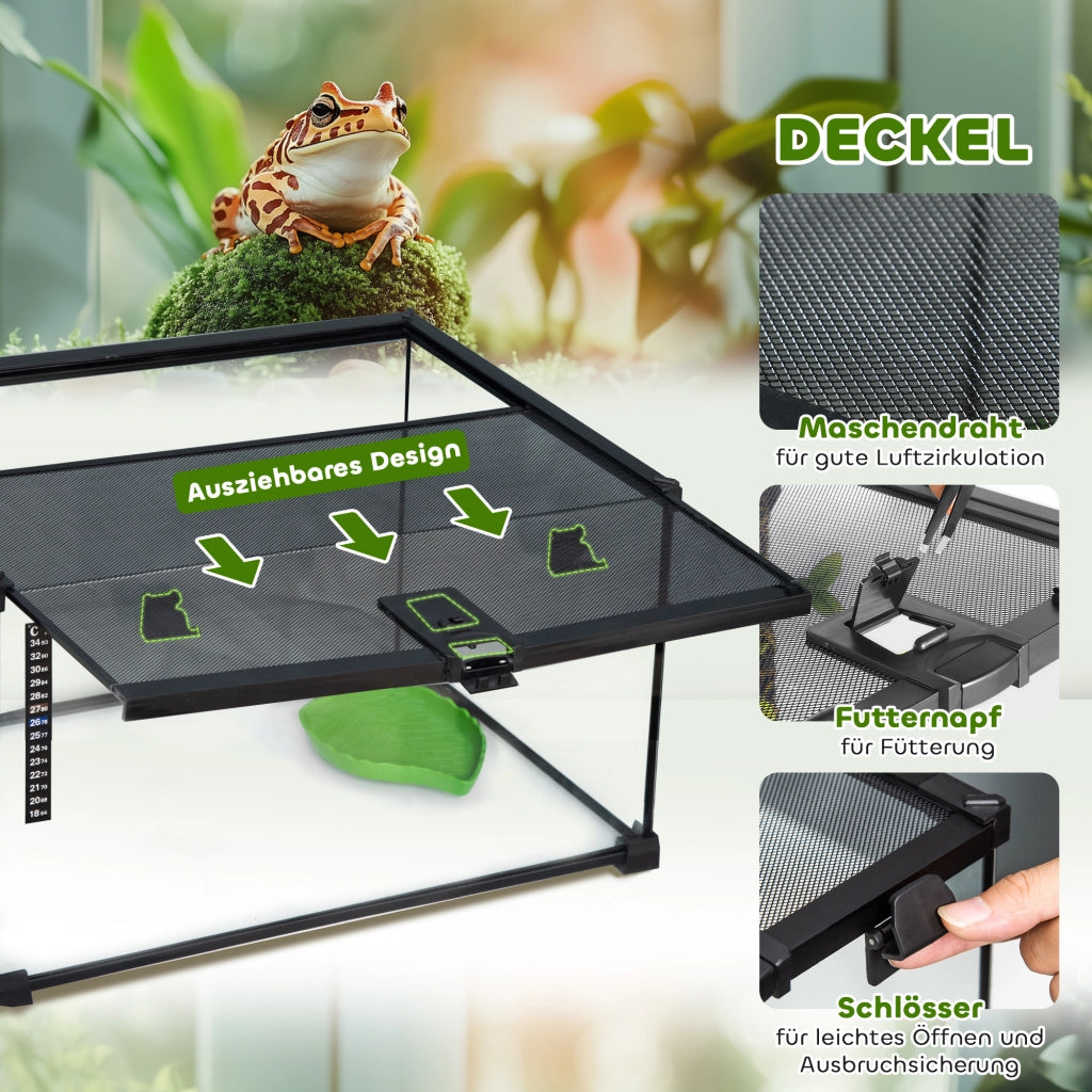 Terrario per rettili ¨C Minimal ¨C Nero, vetro e metallo, 50x30x25 cm