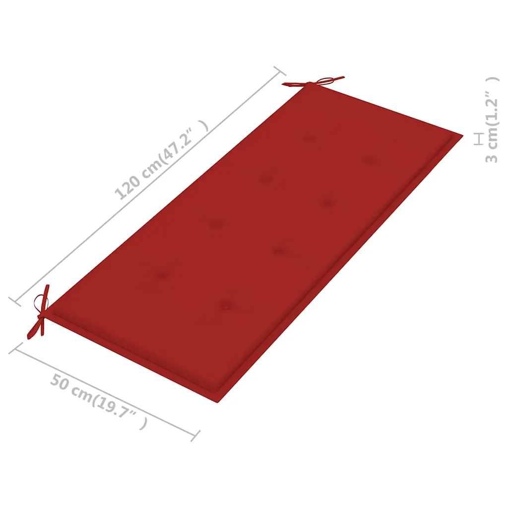 Panchina da Giardino 2 Posti e Cuscino 120cm Massello Eucalipto 3060975