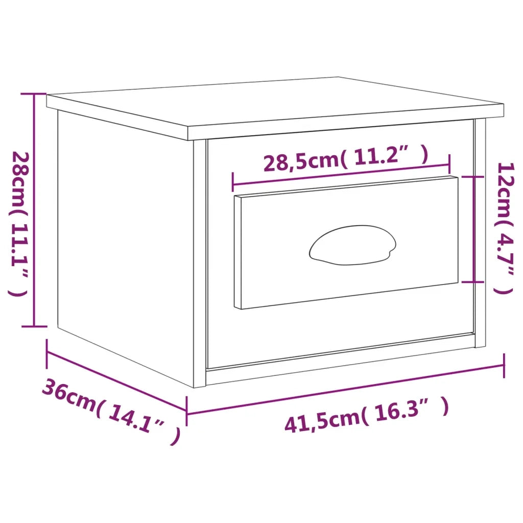 Comodino a Parete Grigio Sonoma 41,5x36x28 cm 816388