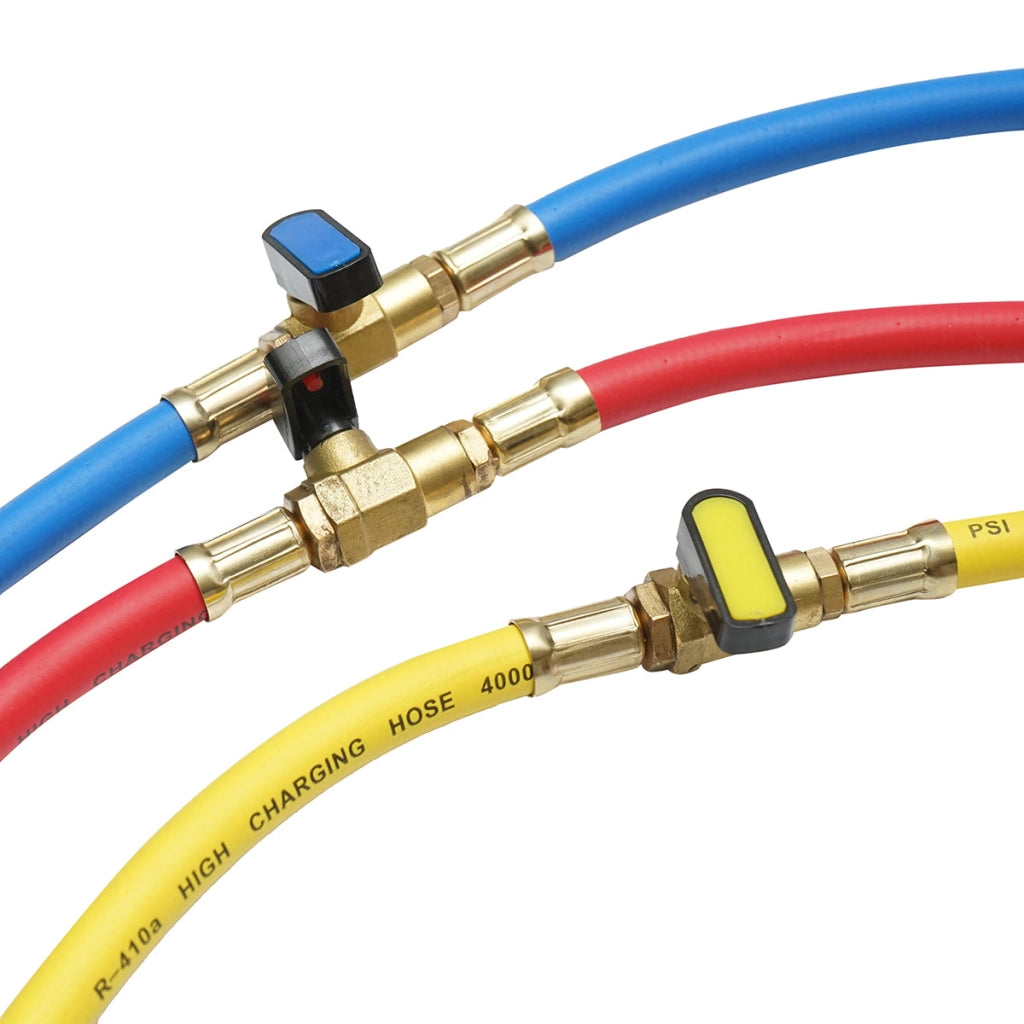 Set di tubi flessibili con rubinetto da 180 cm, 3 colori, per la ricarica del freon R-410a