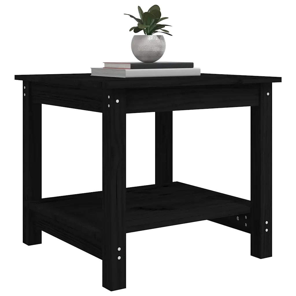 Tavolino da Salotto Nero 50x50x45 cm Legno Massello di Pino 822281