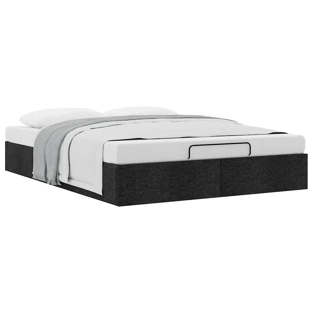 Struttura Letto Pouf senza Materasso Nero 140x200 cm in Tessuto