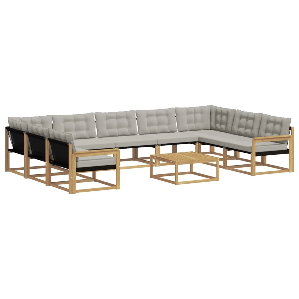 Set di divani da esterno 10 pz Bianco e Grigio Chiaro 3389085