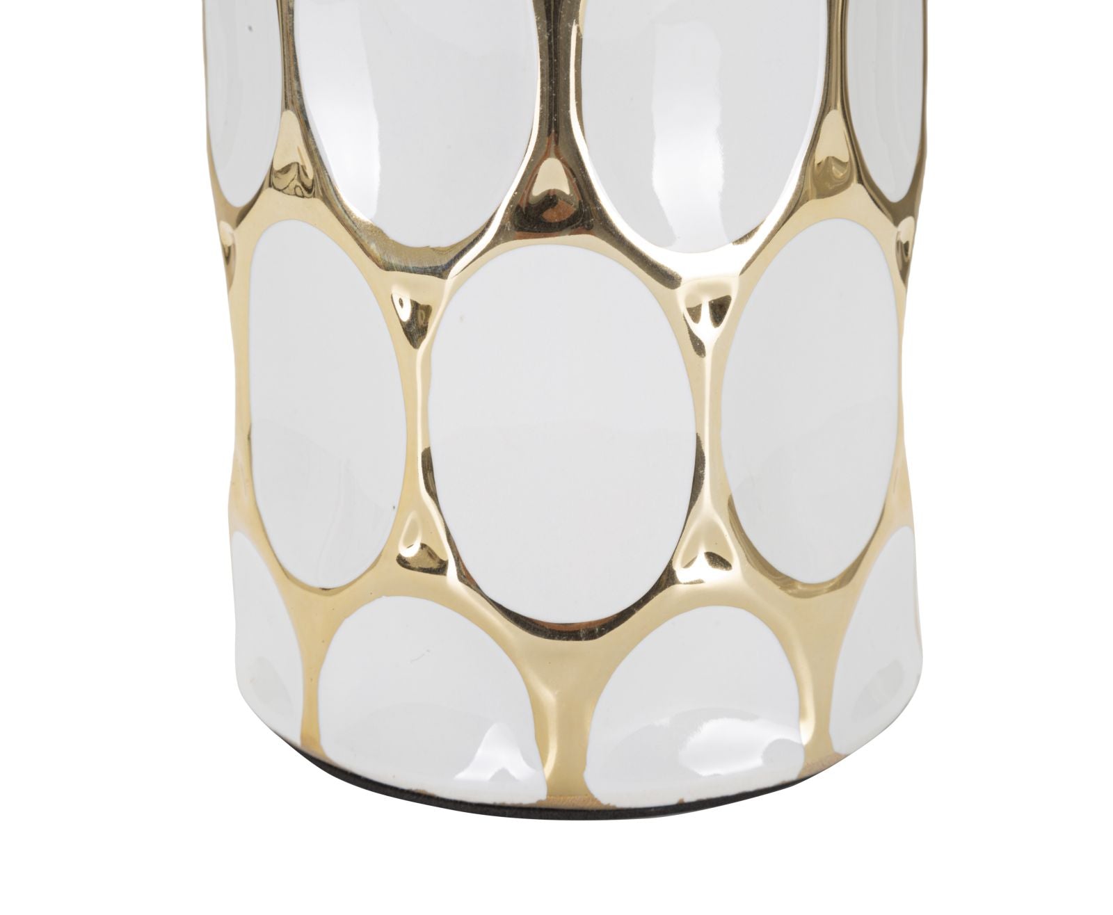 Lampada da Tavolo Glam Carv 34,5x56x34,5 cm in Ceramica Bianco/Oro