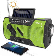 Radio AM/FM zonneradio acqua resistente radio dinamo lampada LED powerbank per campeggio esterno all'aperto verde
