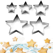 Set di stampi a forma di stella per biscotti, con 5 punte, in acciaio inossidabile, per biscotti e fondant, set completo di piccoli e grandi modelli per Natale.