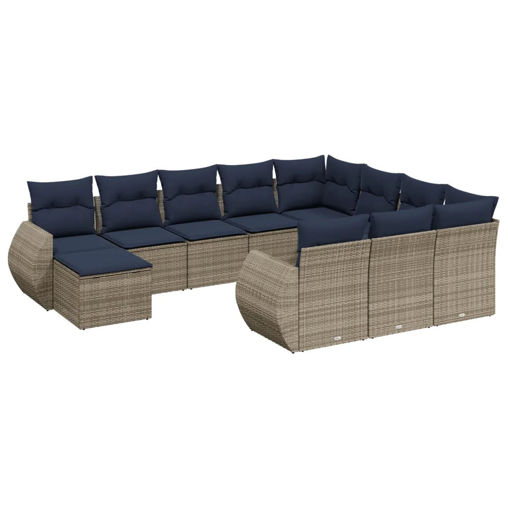 Set Divani da Giardino 11 pz con Cuscini Grigio in Polyrattan 3225193