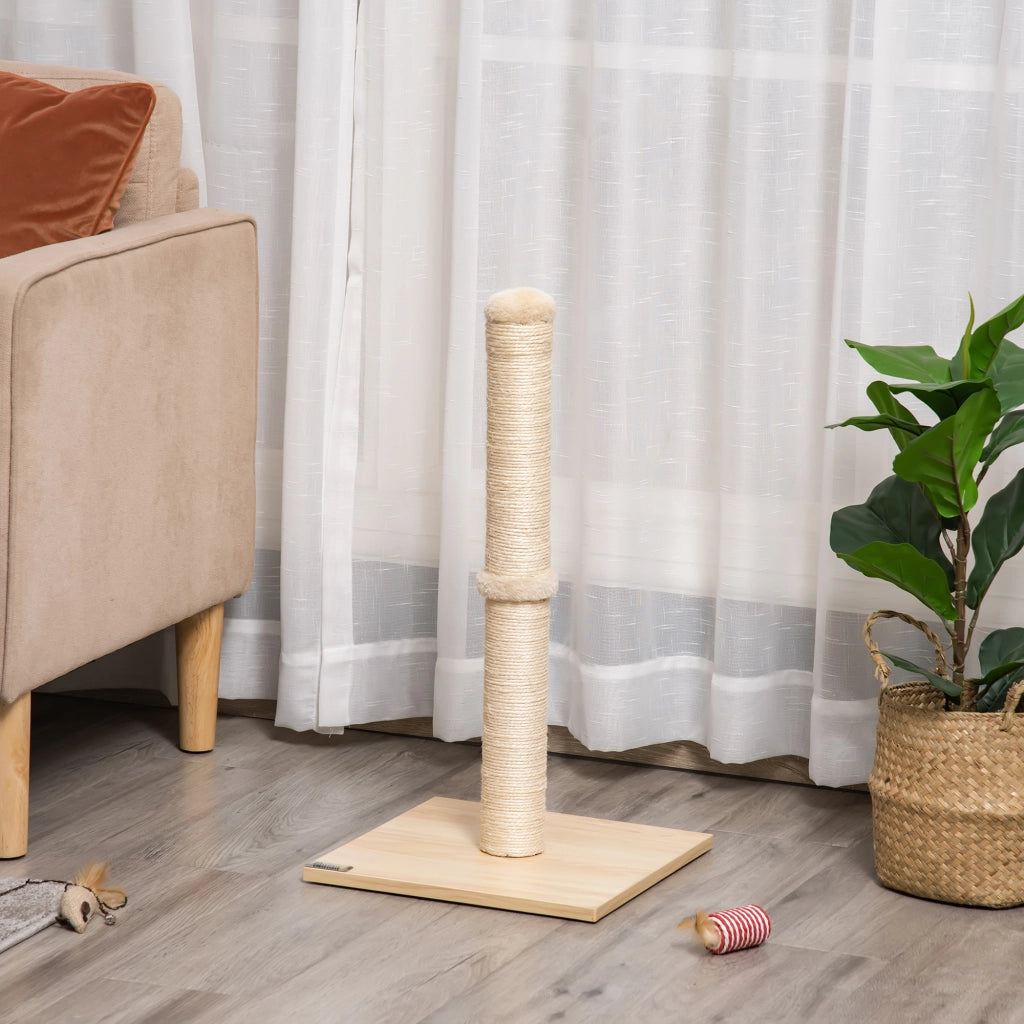 Tiragraffi per Gatti con Palo e Corda Sisal ¨C Zephmum ¨C Beige e Quercia 60 cm