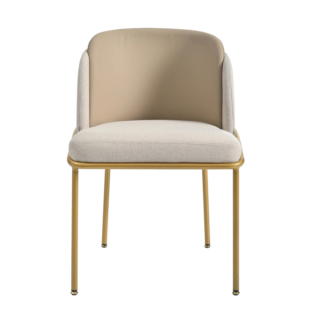 Sedia da pranzo con schienale ergonomico e piedini regolabili in legno e metallo; beige e khaki