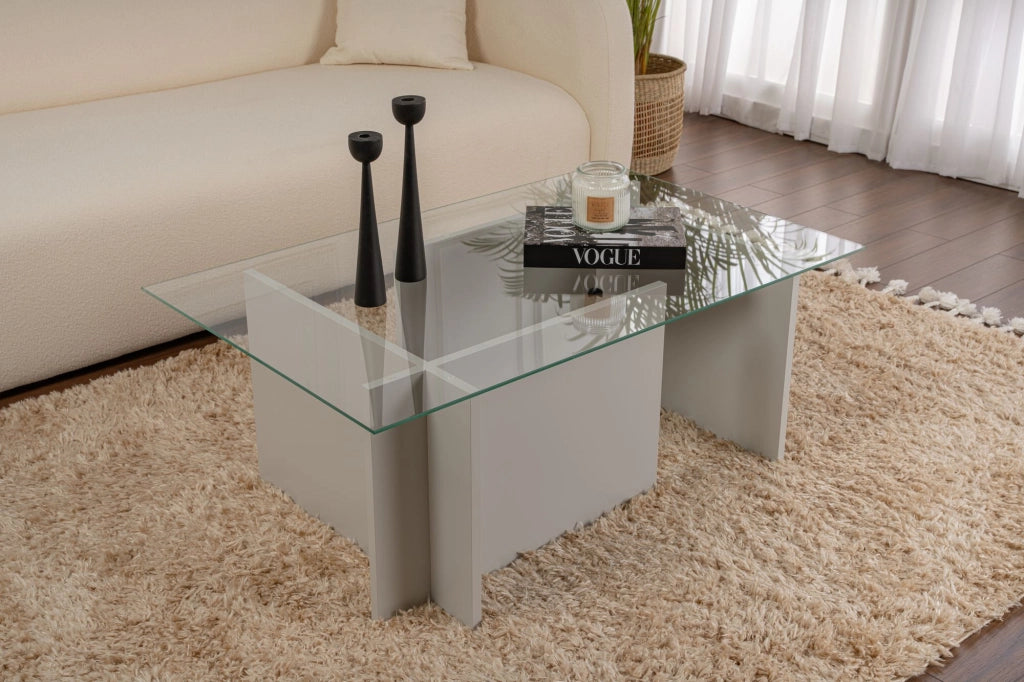 Tavolino in vetro "Vetrino" 105 x 65 x 40 cm - Grigio