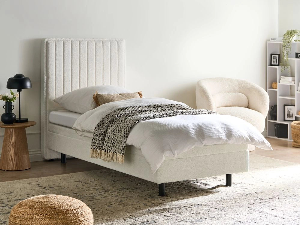 Letto singolo Tessuto bianco sporco regolabile Elettricamente con Telecomando 90 x 200 cm camera da letto cameretta