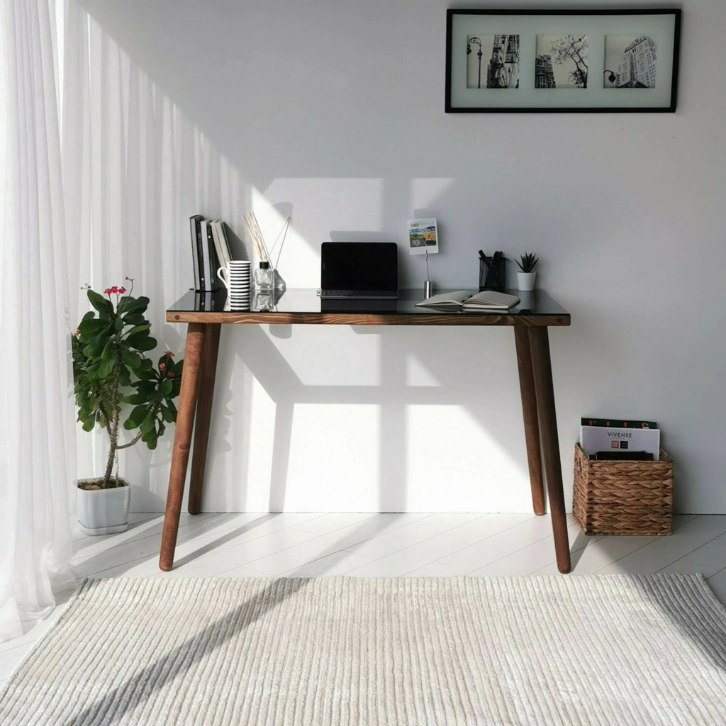 Scrivania Melita, Scrittoio multiuso, Tavolo per ufficio porta PC, Piano di lavoro, 110x60h73 cm, Noce