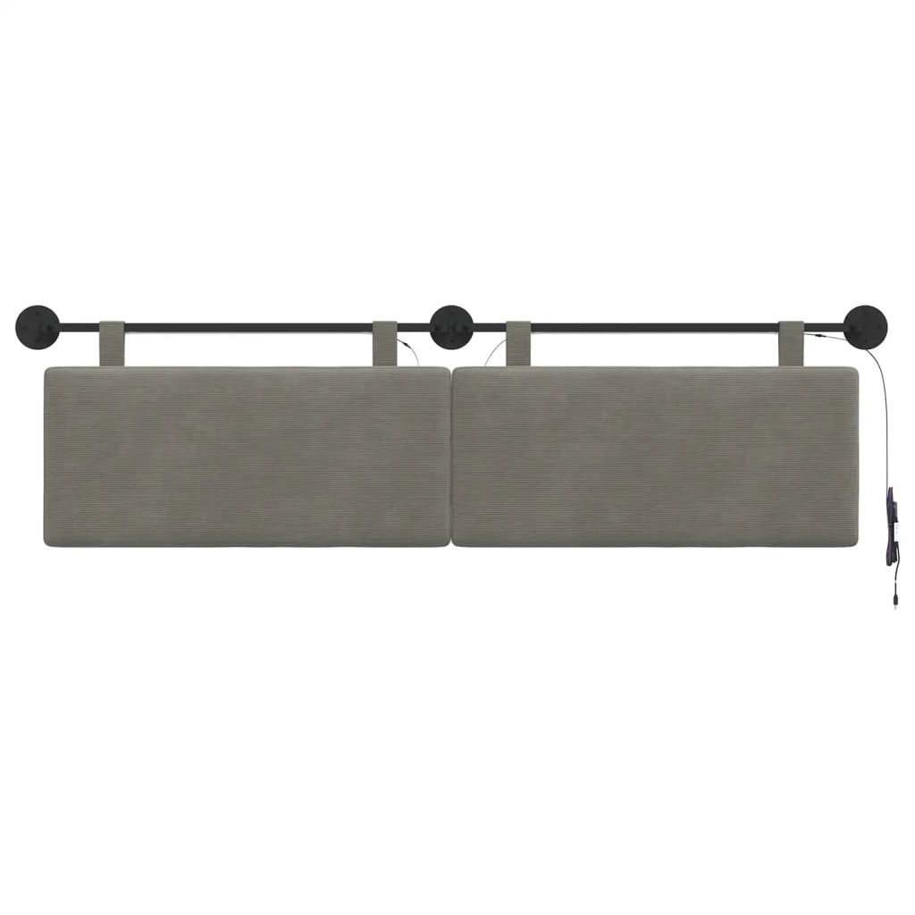 Testiera sospesa Con luce LED Grigio Chiaro Tessuto in Cords