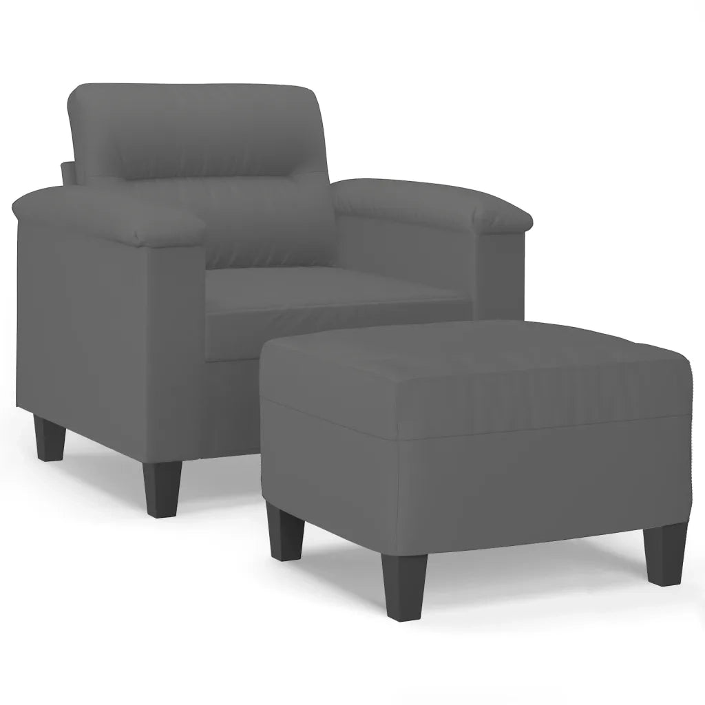 Poltrona | Sedia Relax con Poggiapiedi Grigio Scuro 60 cm Tessuto Microfibra