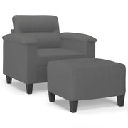 Poltrona | Sedia Relax con Poggiapiedi Grigio Scuro 60 cm Tessuto Microfibra