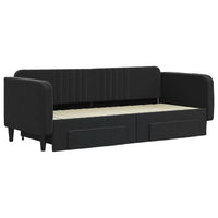 Divano Letto Estraibile con Cassetti Nero 90x200 cm in Velluto 3197115