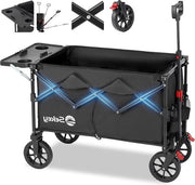 Carrello da spiaggia pieghevole con tavolo ripiegabile - 150L 150KG - carrello da spiaggia con freni - SE3012 Nero Carrello da spiaggia