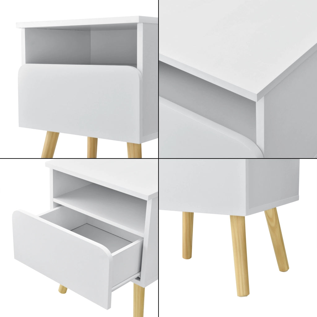 Comodino Dargaville con Cassetto e Vano Portaoggetti 50x40x34 cm - Bianco [en.casa]