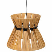Lampada da soffitto in rafia e metallo marrone 41x41x31h cm