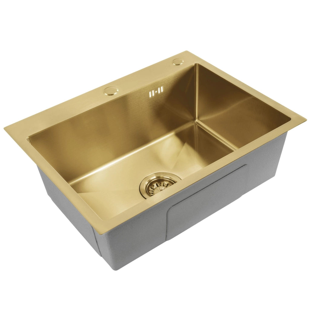 Lavello In Acciaio Liam Brush Gold con rubinetto da cucina