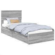 Letto singolo | Letto per adulti | Letto con Contenitore con testiera Grigio Sonoma 75 x 190 cm
