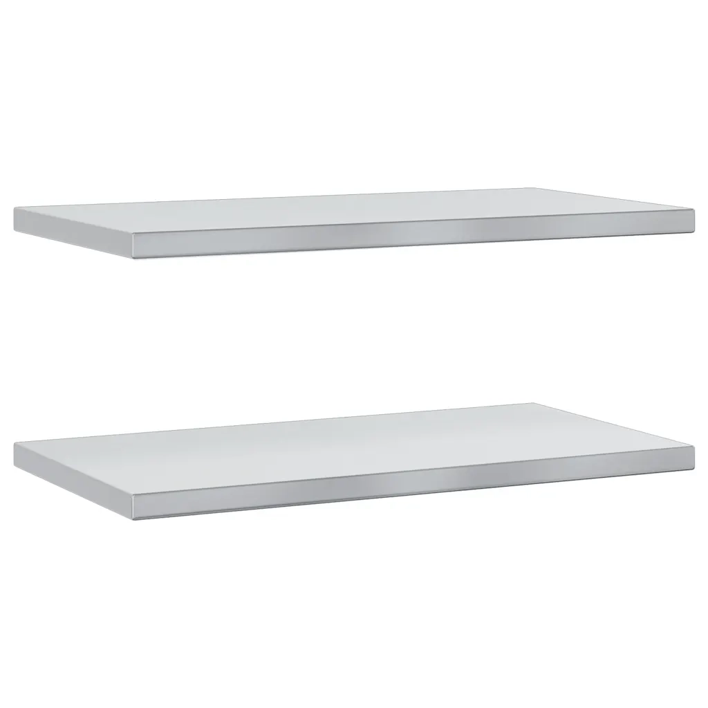 2 pz Mensole a Muro | Scaffale Parete | Ripiano a parete 75x40 cm Argento in Acciaio Inossidabile