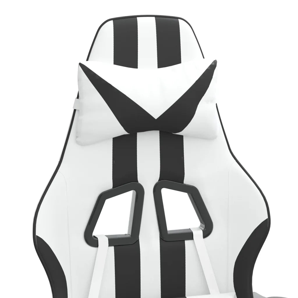 Sedia da Gaming Girevole Poggiapiedi Bianco e Nero Similpelle 349541
