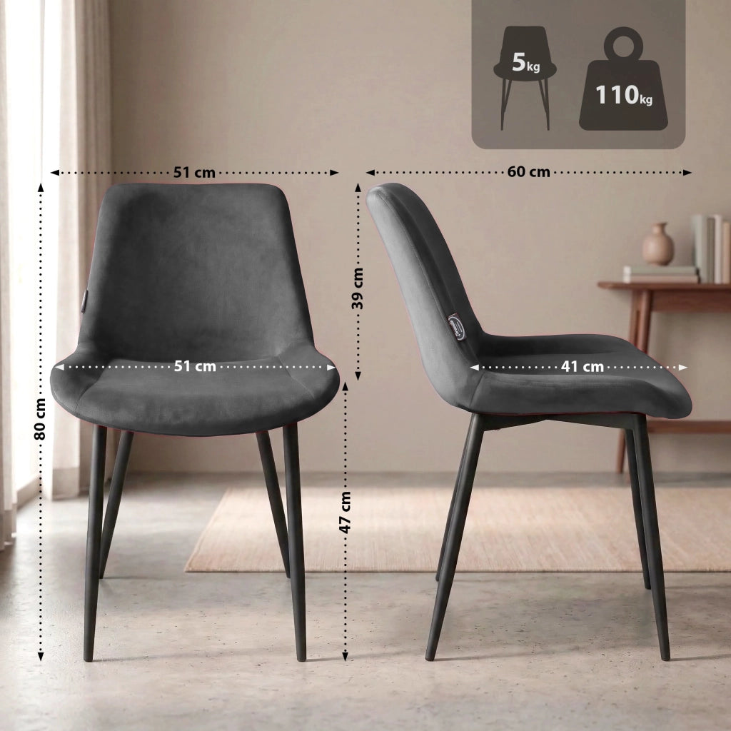 Sedia da pranzo Victoria Velvet Cover grigio