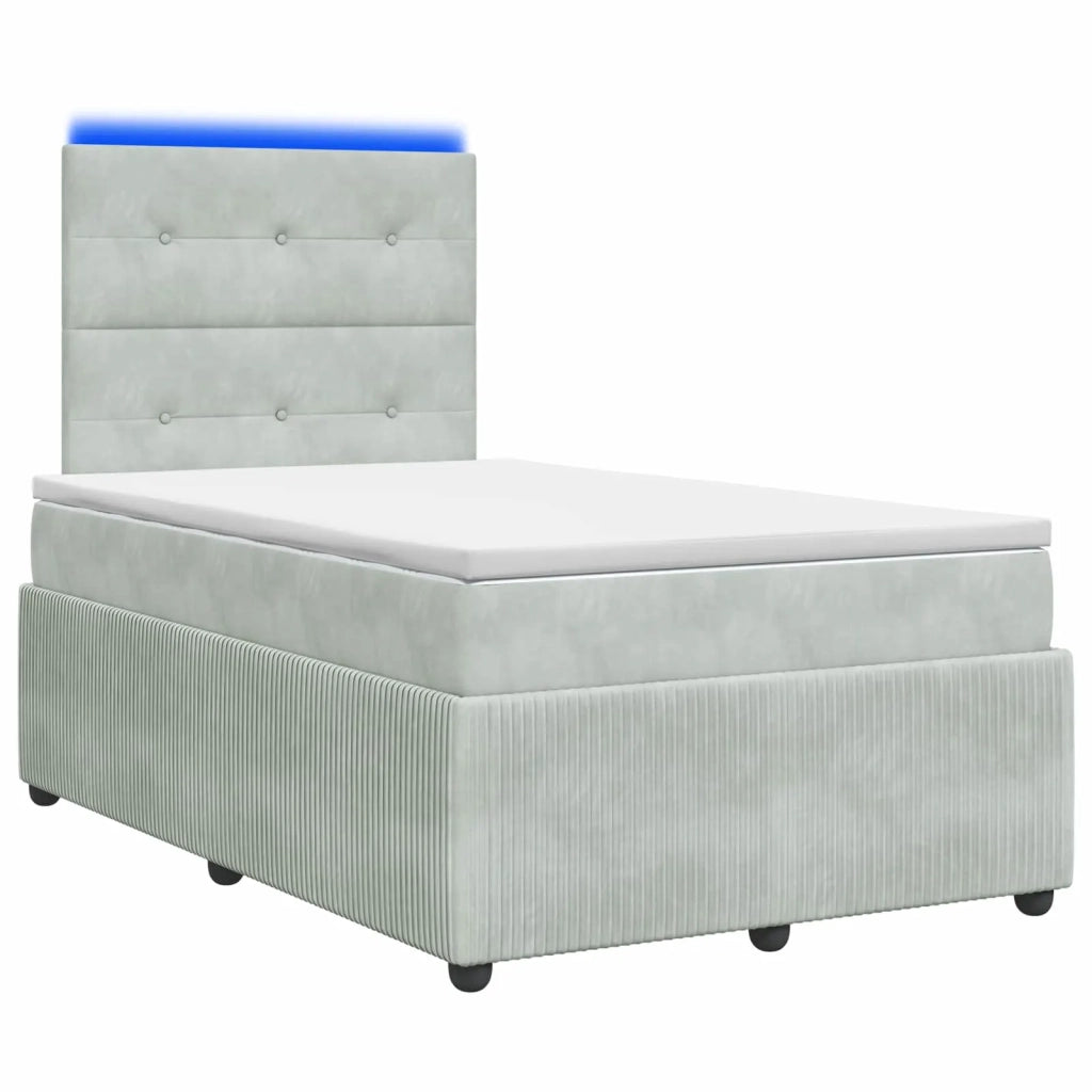 Letto Box Spring LED con Materasso Grigio Chiaro 120 x 200 cm 3456047
