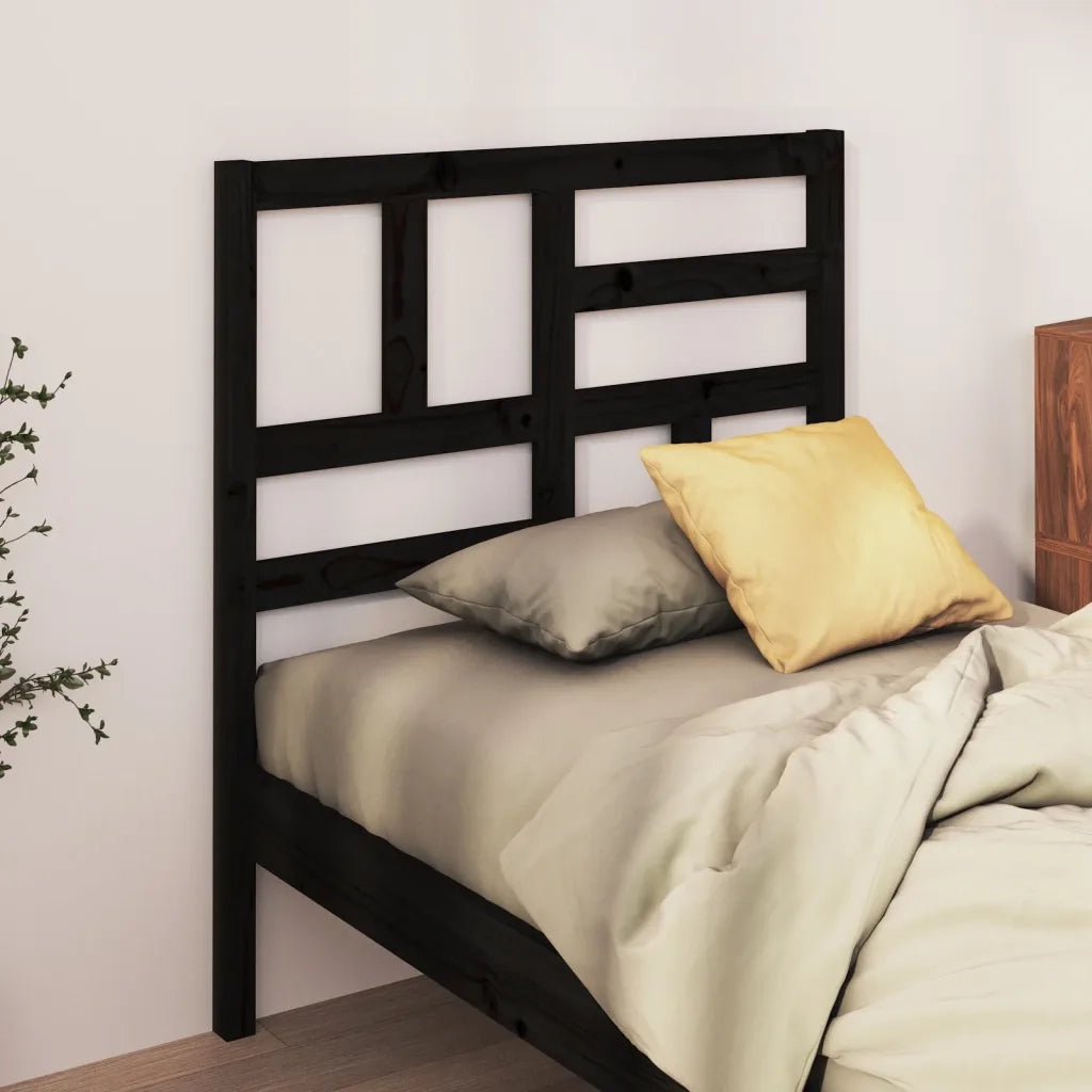 Testiera | Testata per Letto Nera 81x4x104 cm in Legno Massello di Pino