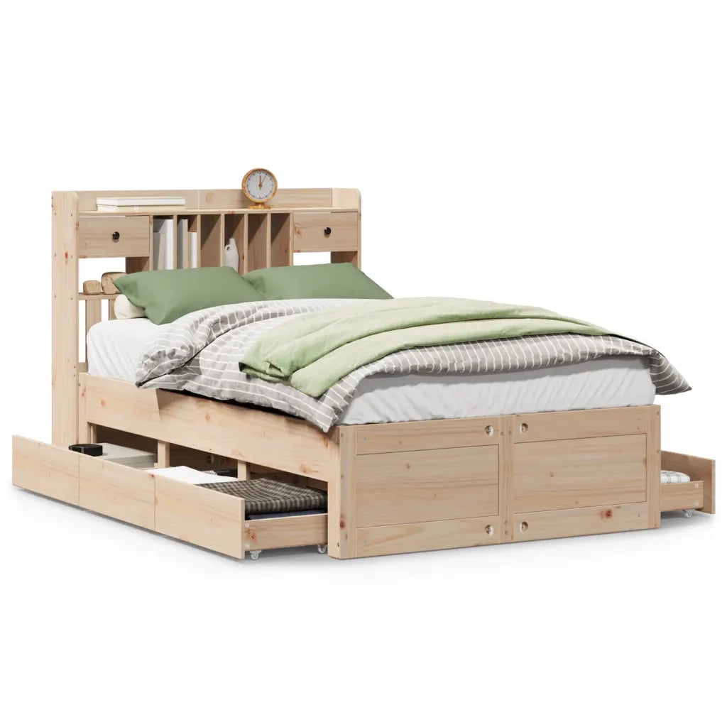 Letto Libreria senza Materasso 135x190 cm in Legno di Pino