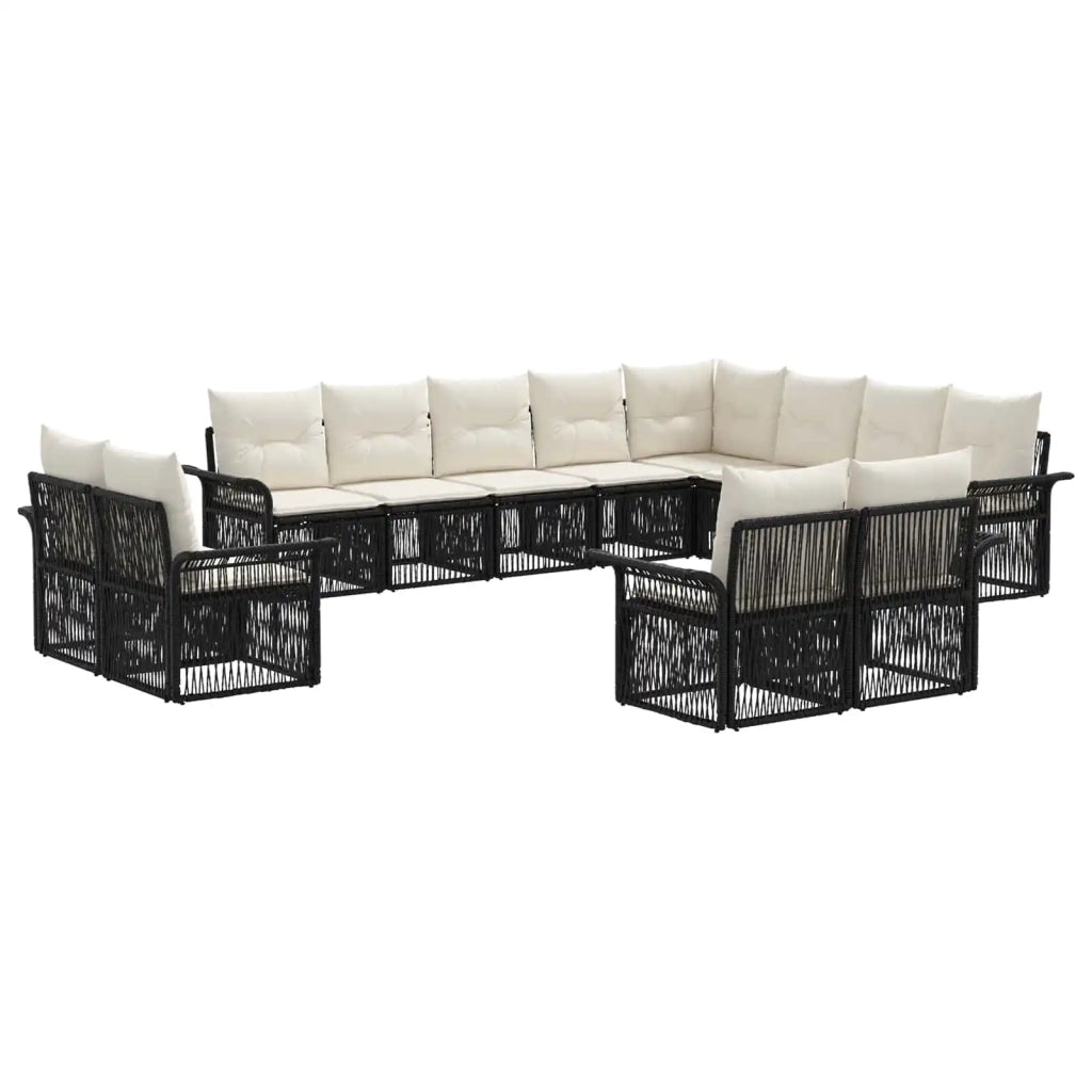 Set Divano da Giardino 12 pcs Nero e Bianco Crema polyrattan 3435004