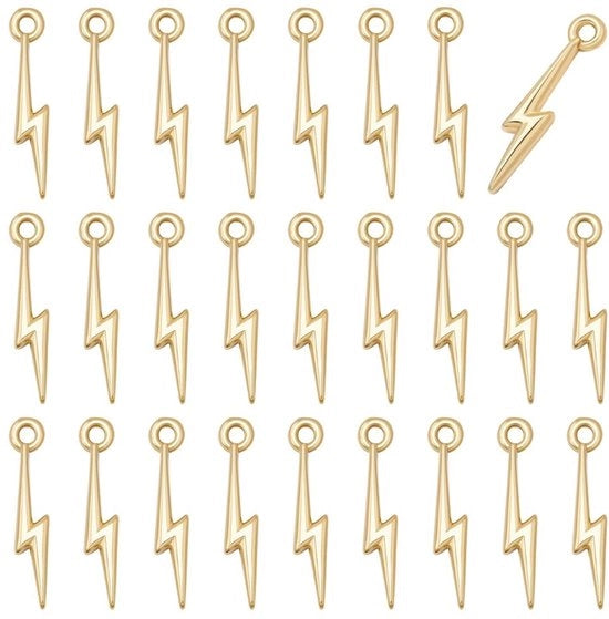 Attrezzi per appendiabiti in ottone 30 pezzi - 18K dorato - forma a lampo - foro 1,2 mm - materiali di alta qualità - duraturo e lussuoso - accessori per gioielli