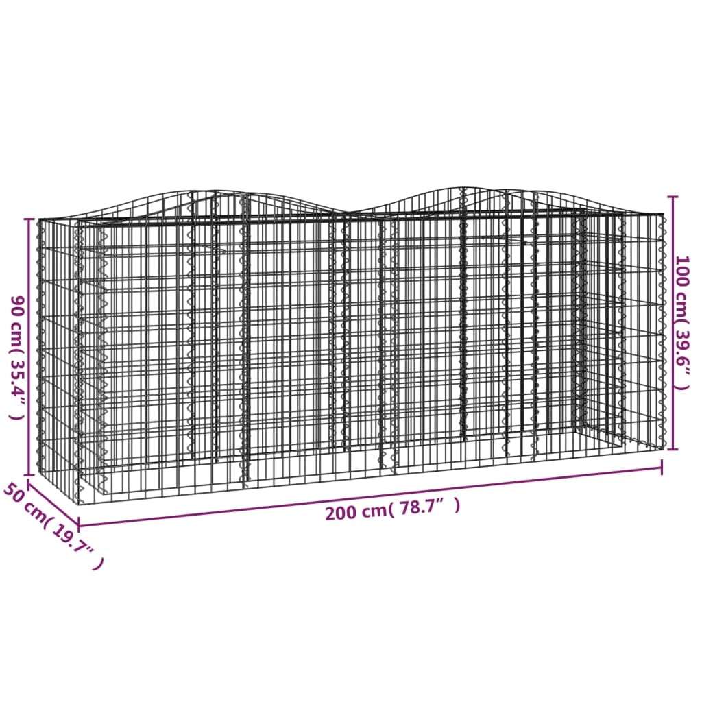 Gabbione ad arco rialzato 200 x 50 x 100 cm in ferro zincato Argento 02_0039932