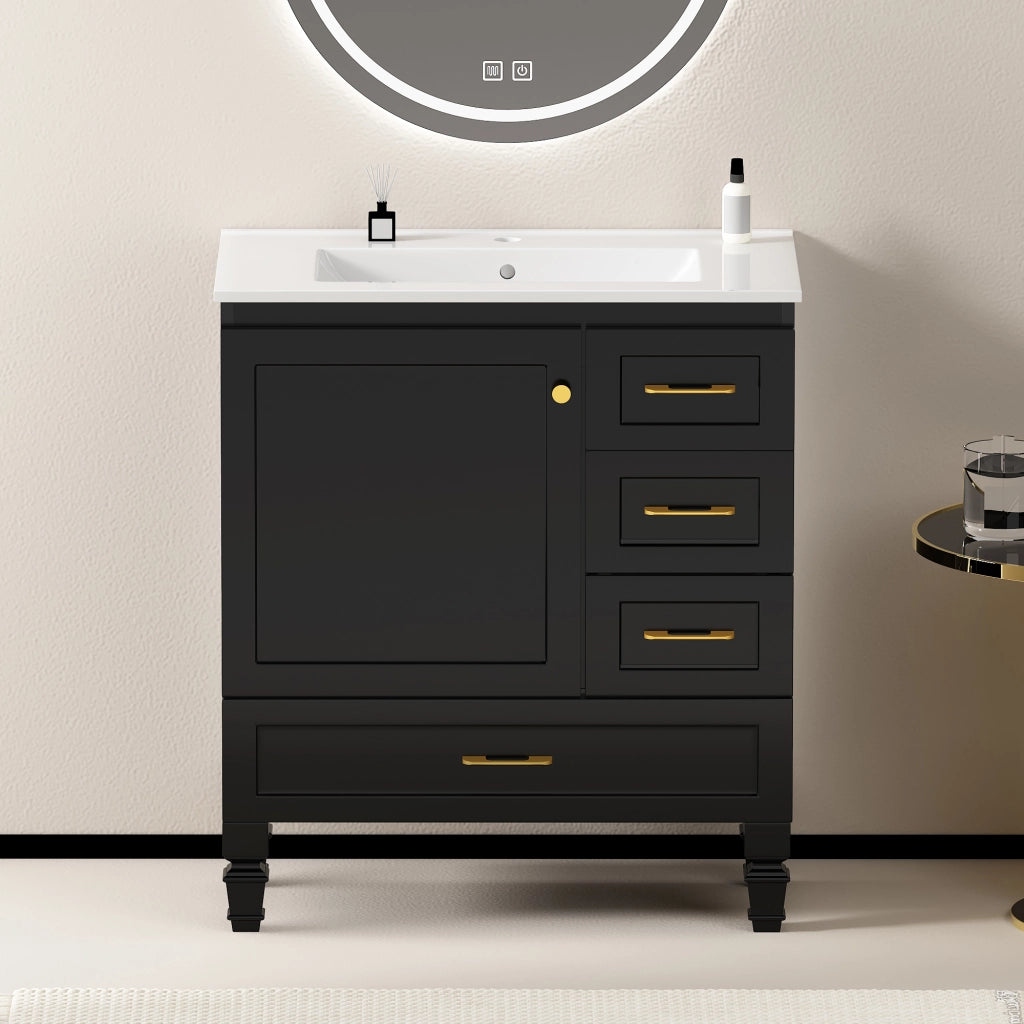 Armadietto Bagno con Cassetti ¨C MINIMAL ¨C Nero, 75 cm