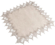 Tavolino con tovaglia 60 x 60 cm - Beige lino - Orlo di pizzo - Decorazione per tavolo - Cucina/ Sala da pranzo - Materiale di alta qualità - Tovaglia per tavolo