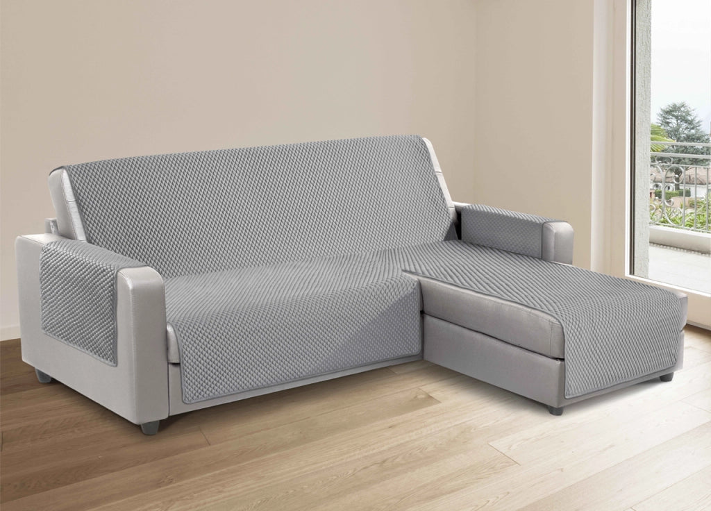 Copridivano Per Divani Con Penisola Lato Sinistro Modello Sphere Grigio - 280 cm - Grigio
