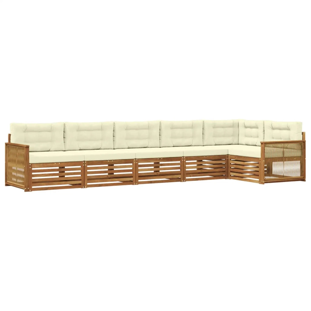 Set di divani da esterno con cuscino 6 pcs Naturale e Crema 3383418