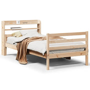 Letto singolo | Letto per adulti | Giroletto con Testiera 100x200 cm Legno Massello di Pino