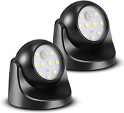 Lampade di sicurezza con sensore di movimento PIR 2 pezzi - base rimovibile - proiettore LED luminoso - illuminazione batteria wireless - rotazione 360° - forma facile da installare